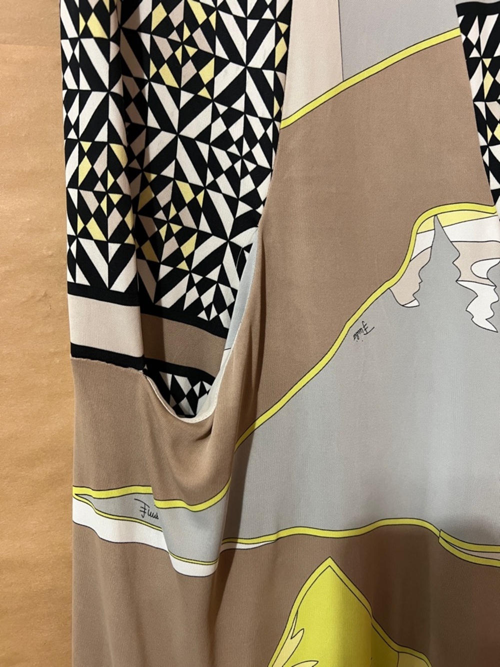 Vintage Emilio Pucci Firenze Op Art Geometric Dress Mountain Scape Size 8 *FLAWS - Picture 9 of 14